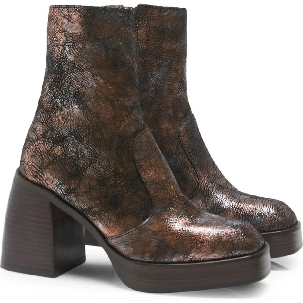 Free People Metallic Brown Heeled Boots